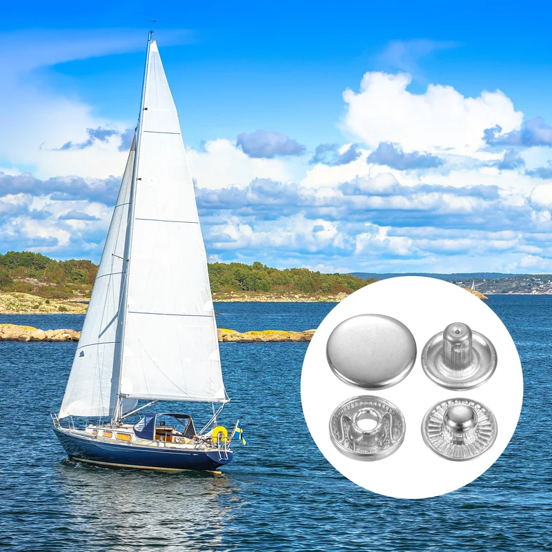 30Set Press-Stud Cap Button 15mm Metal Snap Fastener for Canvas, Silver