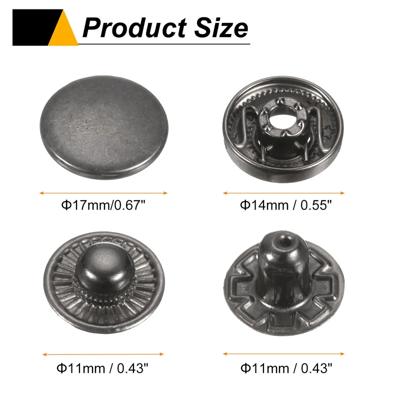 30Set Press-Stud Cap Button 17mm Metal Snap Fastener for Leathers, Gun