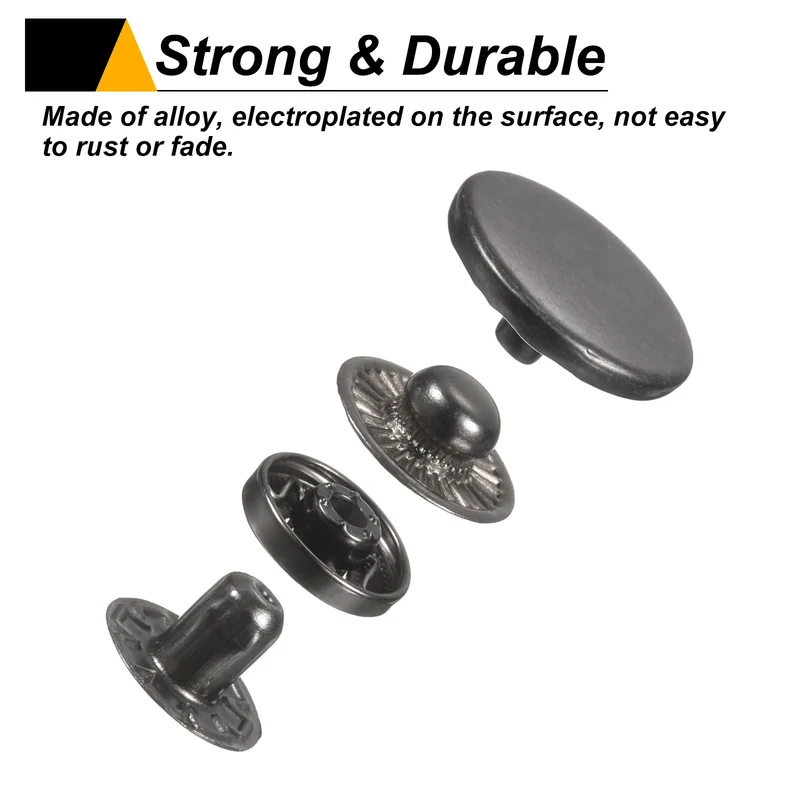 30Set Press-Stud Cap Button 17mm Metal Snap Fastener for Leathers, Gun