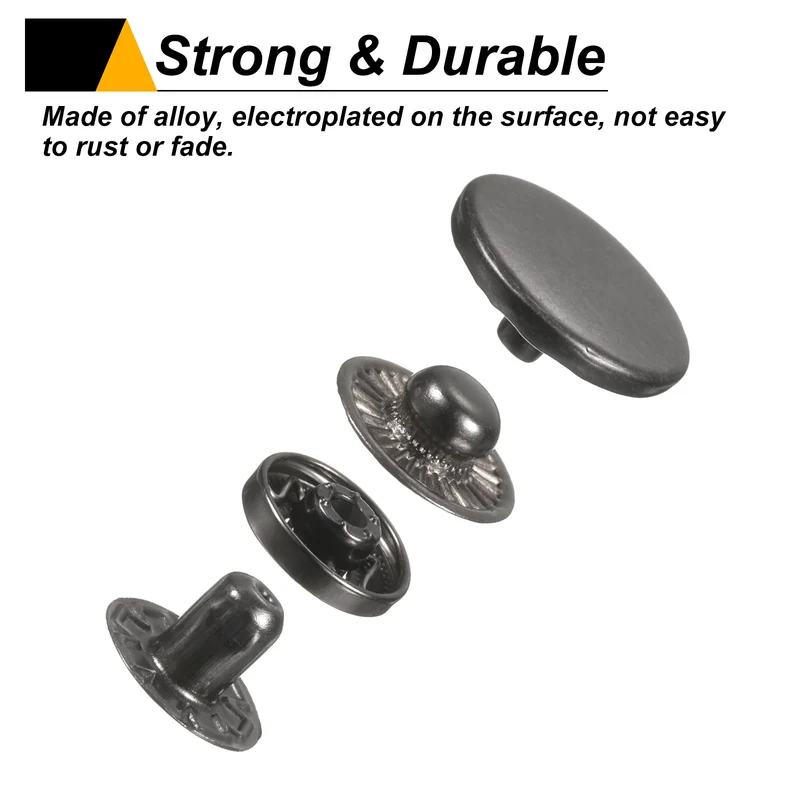 30Set Press-Stud Cap Button 15mm Metal Snap Fastener for Leathers, Gun