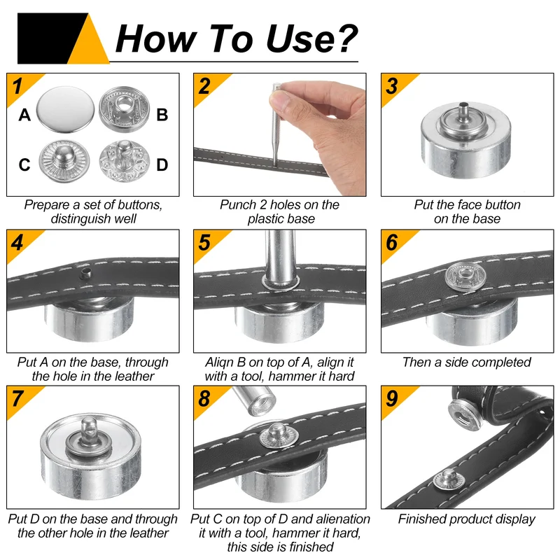 30Set Press-Stud Cap Button 17mm Metal Snap Fastener for Leathers, Gold