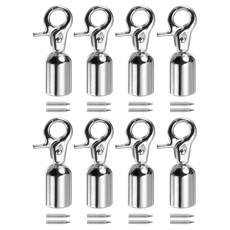 8Pack 0.51" Cord End Cap Terminator Cord for Tassel Jewelry Making Silver