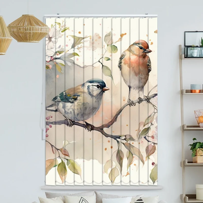 Lamellenvorhang Motiv "Finken Ast Blüten"