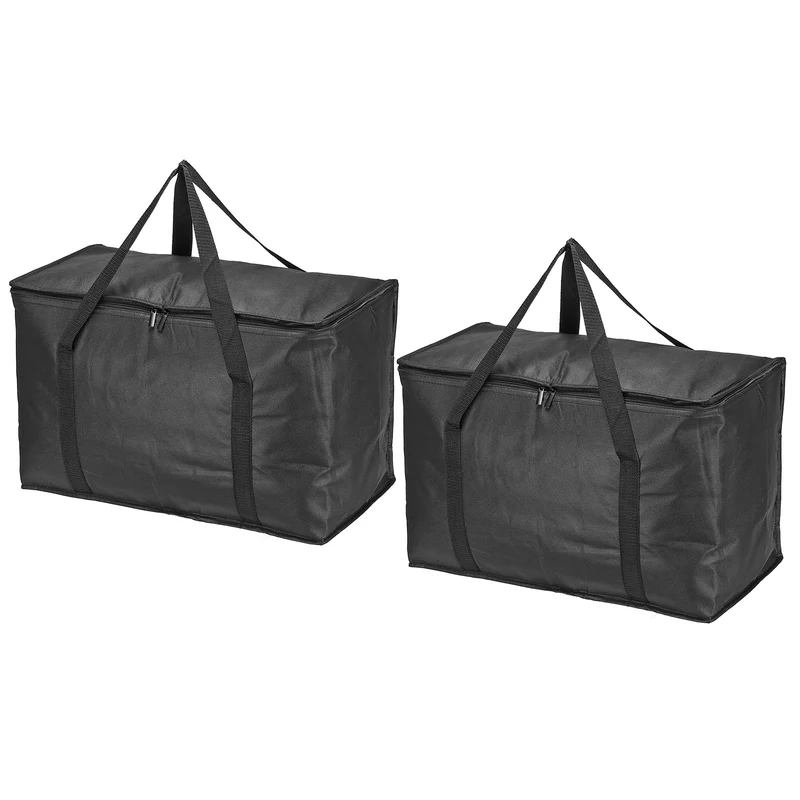 2Pcs 20.1"x10"x13" Insulated Reusable Grocery Bags Food Delivery Tote Bag, Black