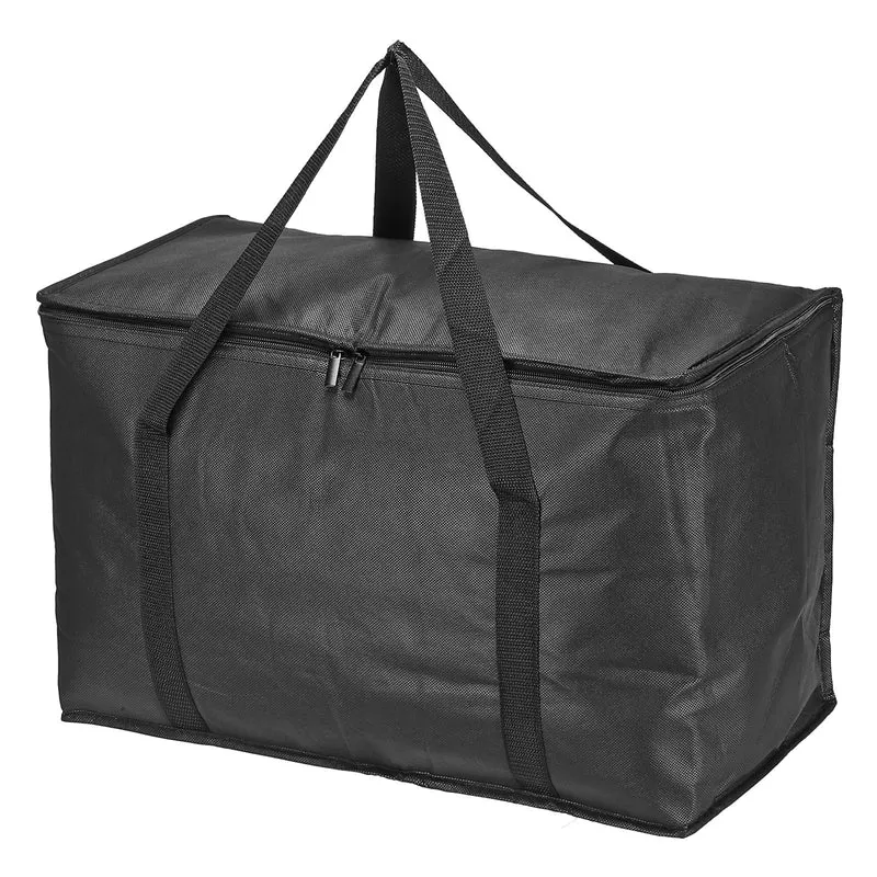 20.1"x10"x13" Insulated Reusable Grocery Bag, Food Delivery Insulated Cooler Tote Bag with Zipper Collapsible for Hot Cold Transport Shopping, Black