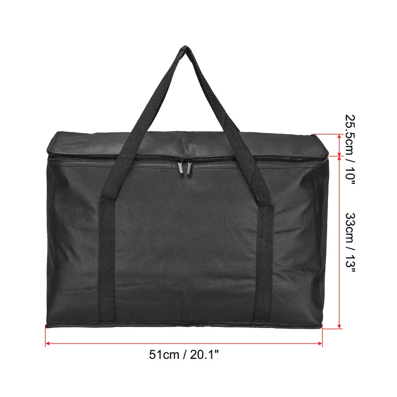 20.1"x10"x13" Insulated Reusable Grocery Bag, Food Delivery Insulated Cooler Tote Bag with Zipper Collapsible for Hot Cold Transport Shopping, Black