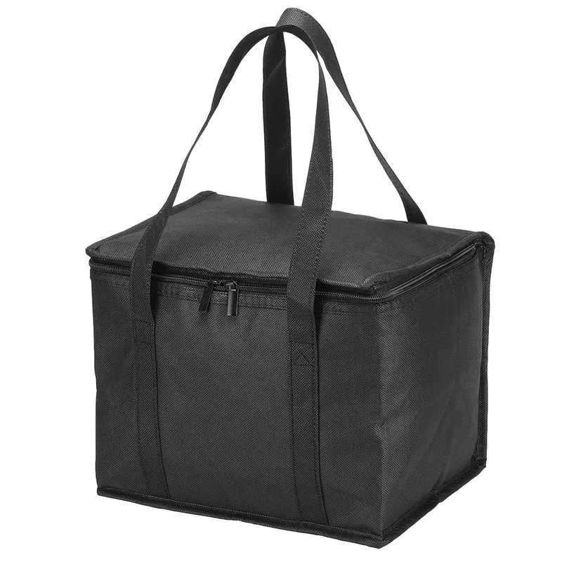 11.4"x9.1"x9.1" Insulated Reusable Grocery Bag Food Tote Bag, Black