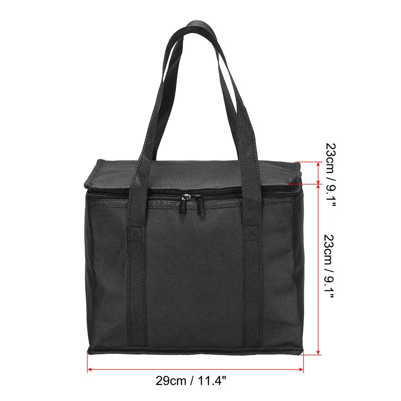 11.4"x9.1"x9.1" Insulated Reusable Grocery Bag Food Tote Bag, Black