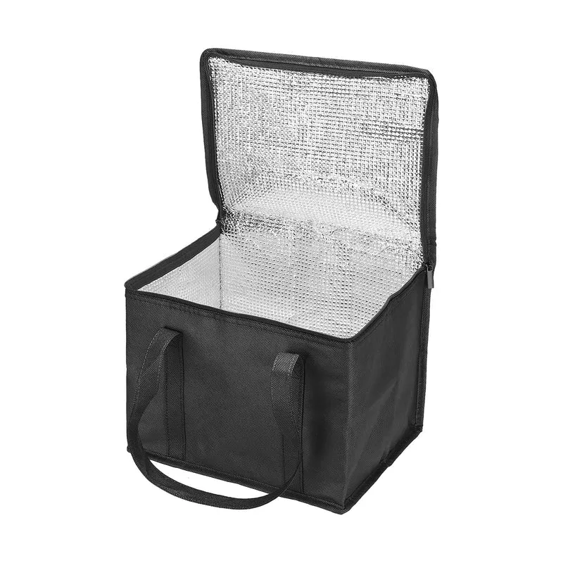 11.4"x9.1"x9.1" Insulated Reusable Grocery Bag Food Tote Bag, Black
