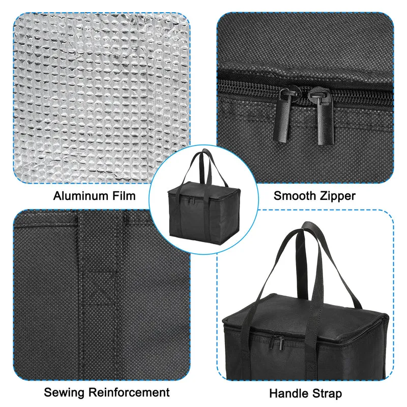 11.4"x9.1"x9.1" Insulated Reusable Grocery Bag Food Tote Bag, Black