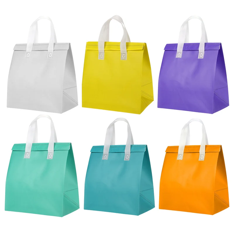Insulated Take Away Bags, 35 Pcs Thermal Bags 9.4 x 5.9 x 10.2 Inch Multi-Color