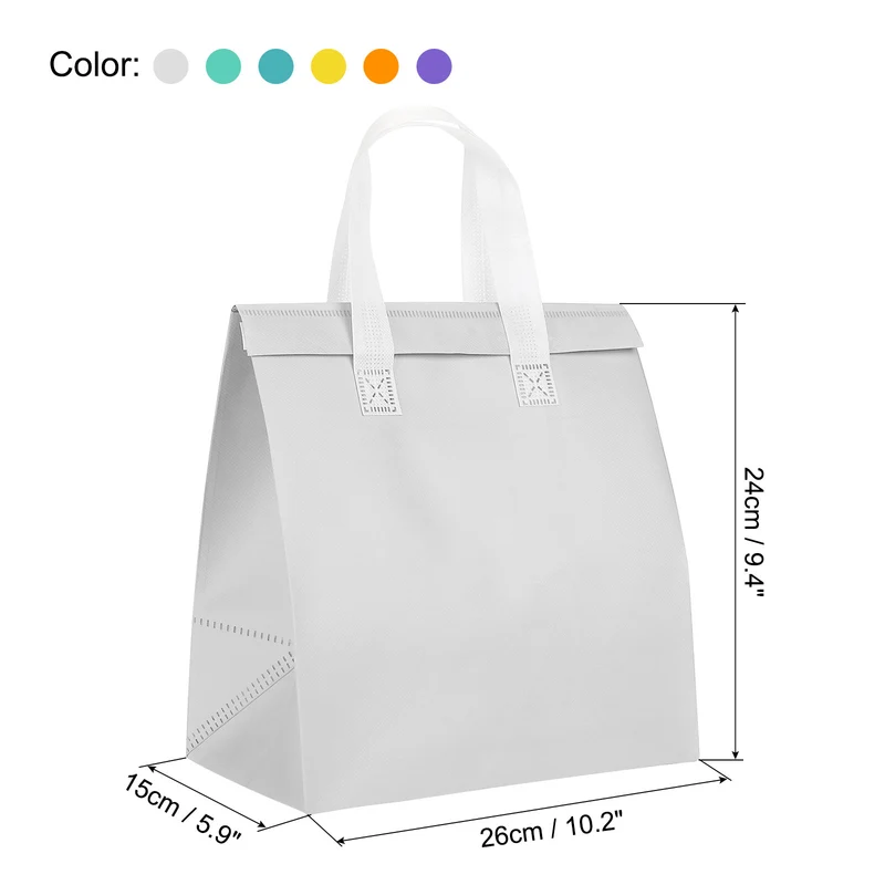 Insulated Take Away Bags, 35 Pcs Thermal Bags 9.4 x 5.9 x 10.2 Inch Multi-Color