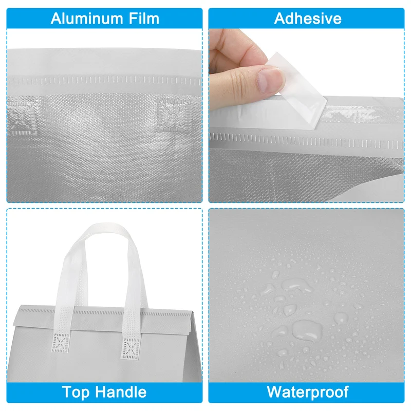 Insulated Take Away Bags, 35 Pcs Thermal Bags 9.4 x 5.9 x 10.2 Inch Multi-Color