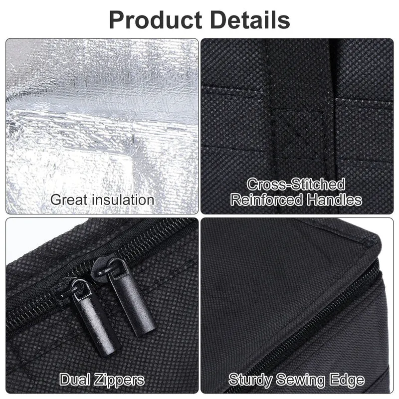 4 Pack X-Large Insulated Food Reusable Grocery Bag with Zipper Thermal Food Bag