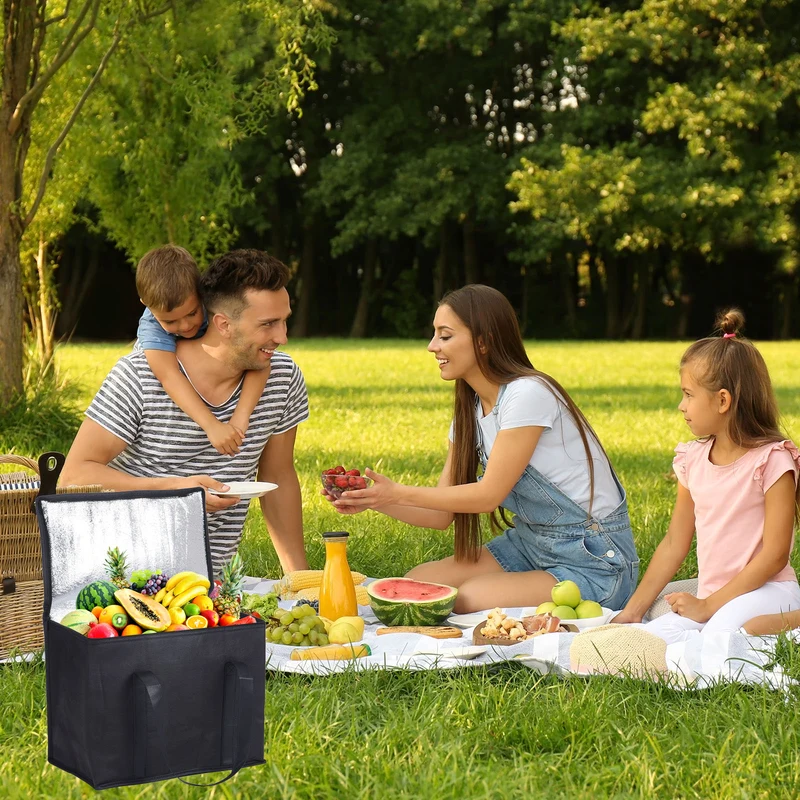 4 Pack X-Large Insulated Food Reusable Grocery Bag with Zipper Thermal Food Bag