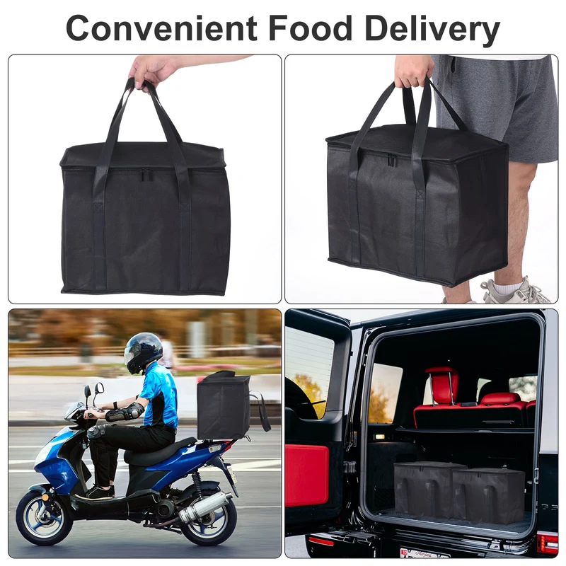 4 Pack X-Large Insulated Food Reusable Grocery Bag with Zipper Thermal Food Bag