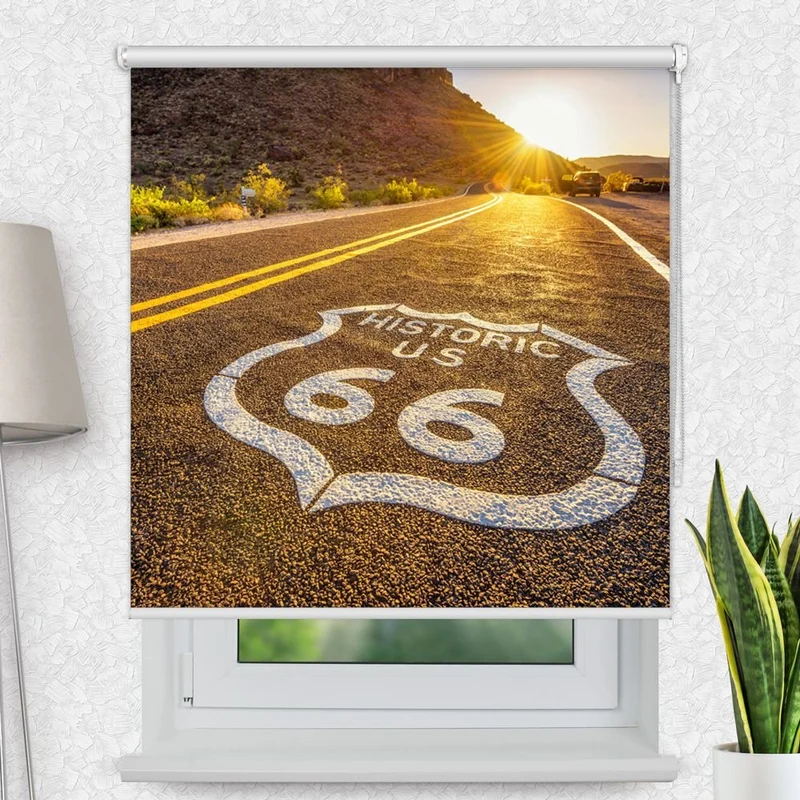 Motivrollo 'Route 66 Sonnenuntergang' | Bis B 430 x H 440 cm