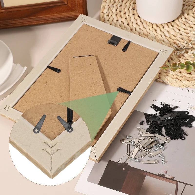 120pcs 0.83" Picture Frame Backing Clips with Screw, Pointer-Shaped Black