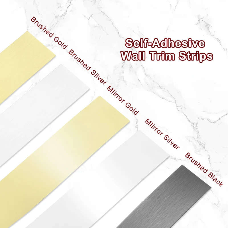 16.4ft x 0.79" Wall Molding Trim Brushed Finish Metal Strip Trim Black