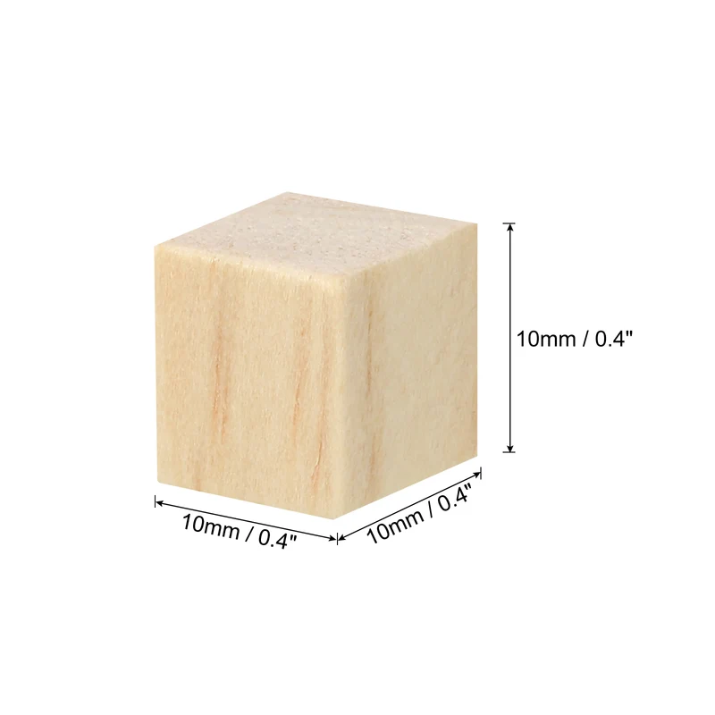 0.4 Inch Unfinished Wooden Blocks, 180 Pack Natural Wood Cube Square Wood Blocks