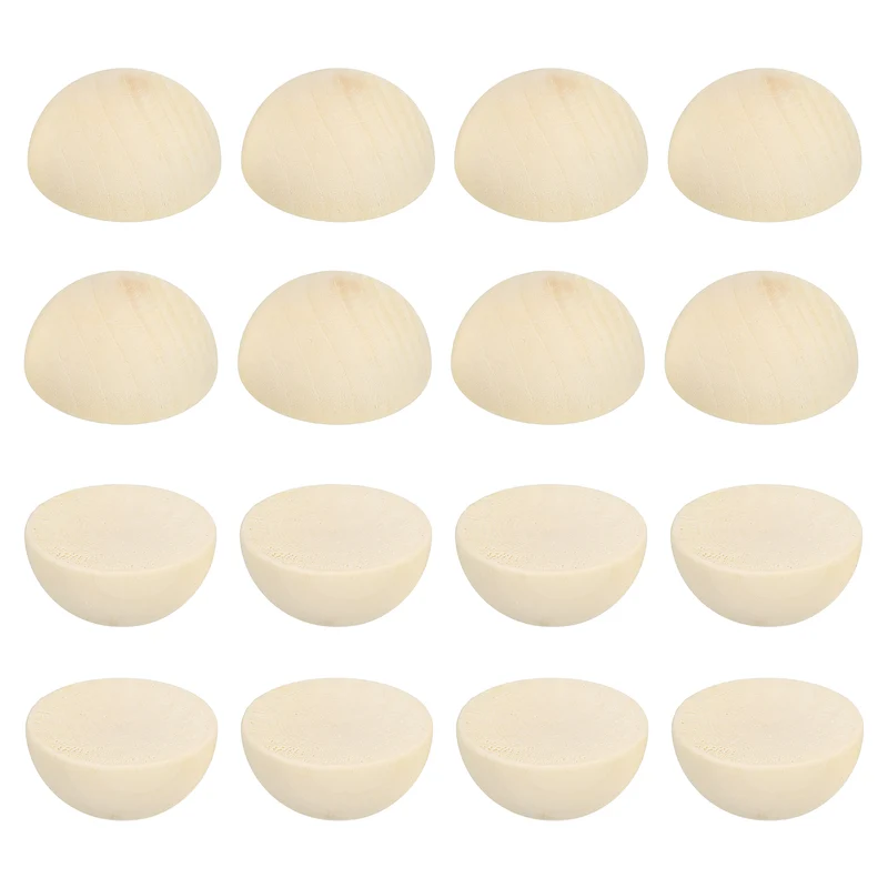40mm Half Wood Beads 25 Pack Unfinished Natural Wooden Beads Split Wood Balls