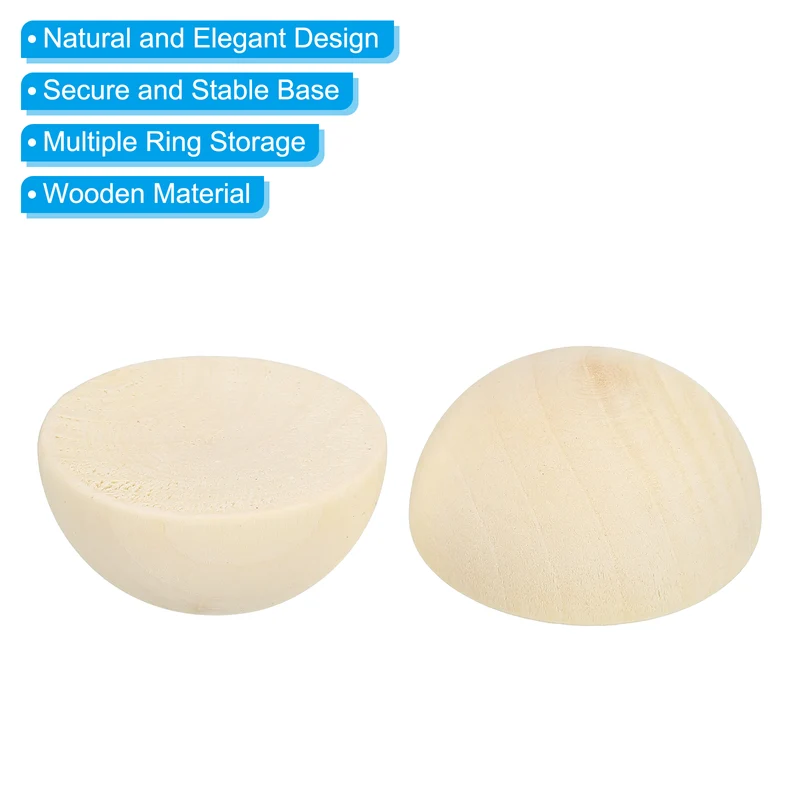 40mm Half Wood Beads 25 Pack Unfinished Natural Wooden Beads Split Wood Balls