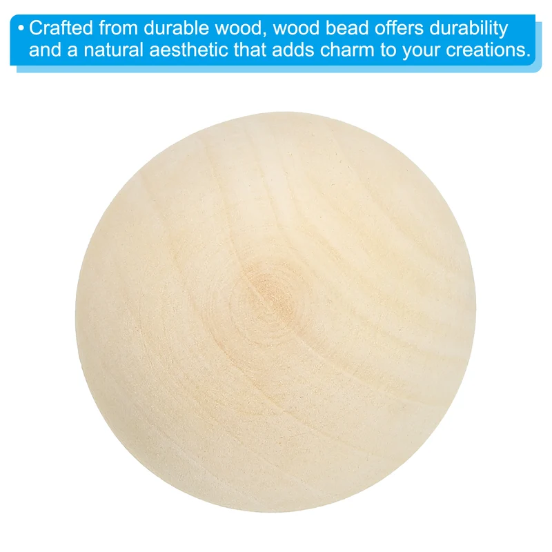 40mm Half Wood Beads 25 Pack Unfinished Natural Wooden Beads Split Wood Balls