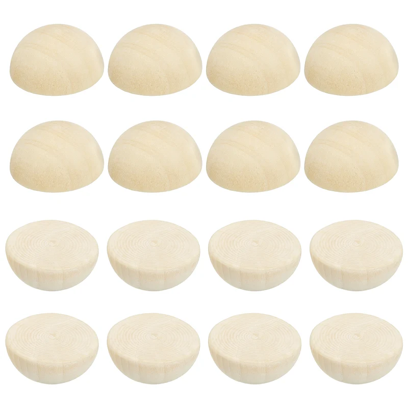 30mm Half Wood Beads 50 Pack Unfinished Natural Wooden Beads Split Wood Balls