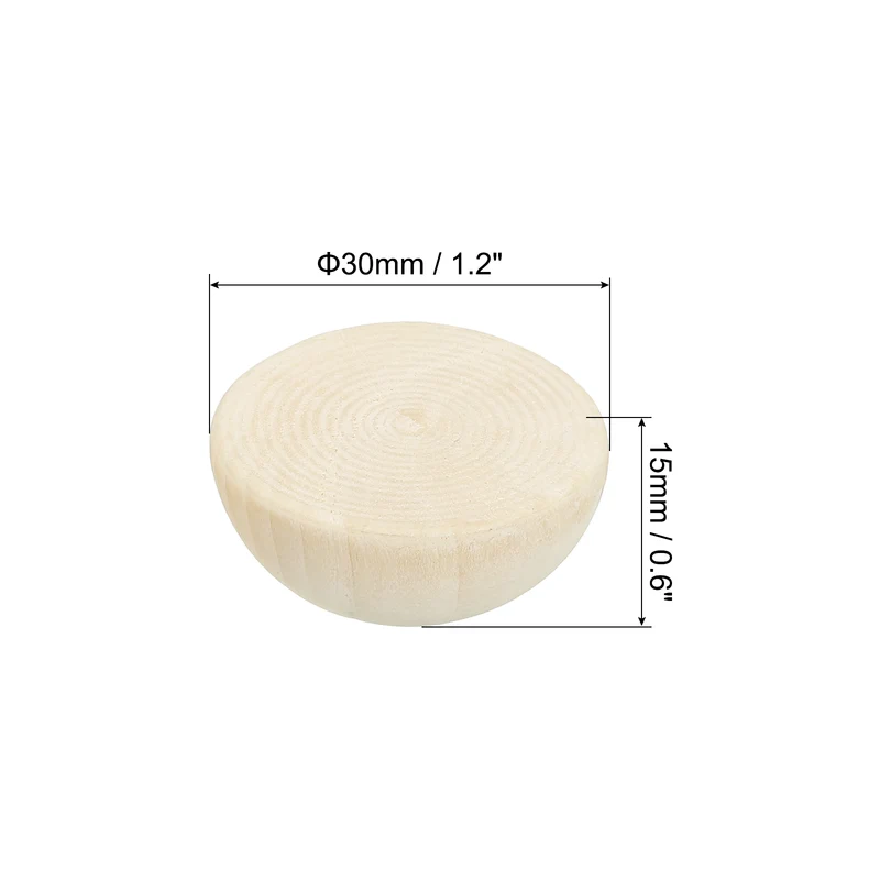 30mm Half Wood Beads 50 Pack Unfinished Natural Wooden Beads Split Wood Balls