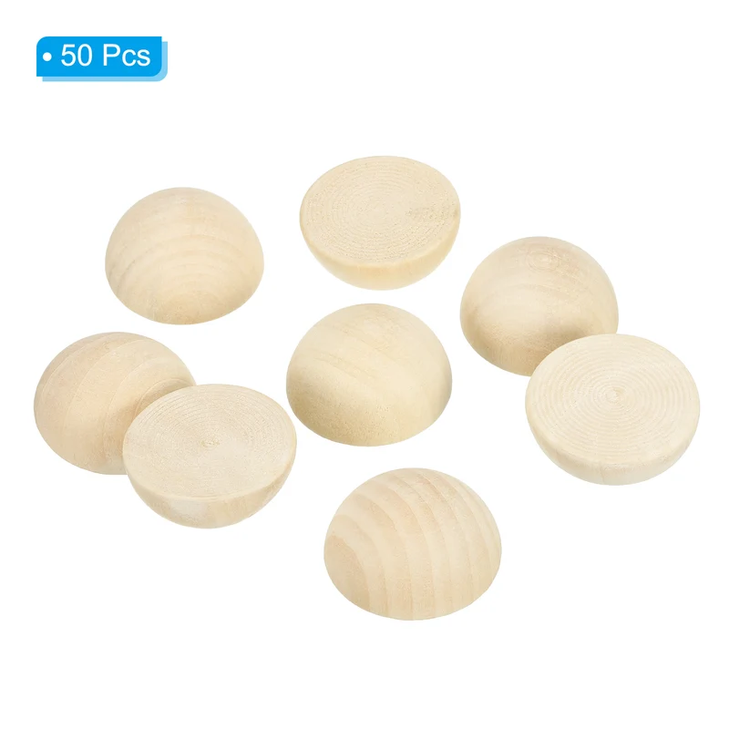 30mm Half Wood Beads 50 Pack Unfinished Natural Wooden Beads Split Wood Balls