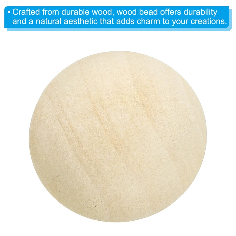 30mm Half Wood Beads 50 Pack Unfinished Natural Wooden Beads Split Wood Balls