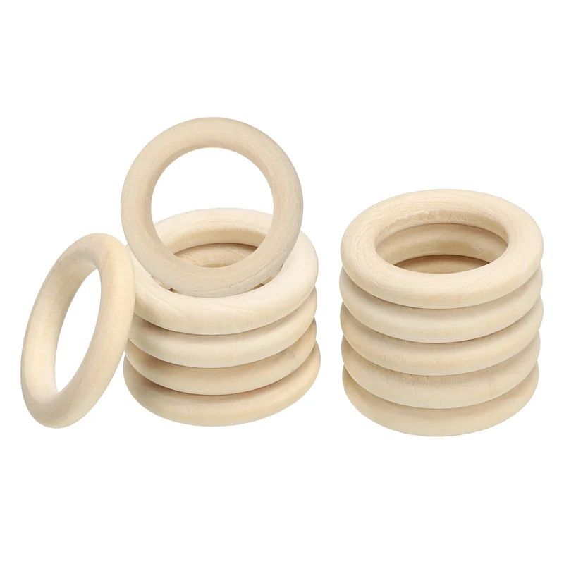 35mm 1.4" Unfinished Natural Wood Rings Wooden Loop Ring 6mm thick 60Pcs