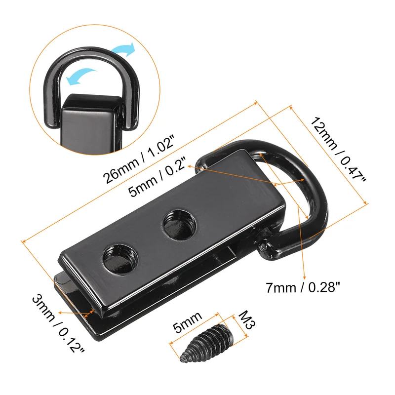 Bag Side Clip Buckle, 12Pcs Handbag Strap Chain Connector (Black 26mm)