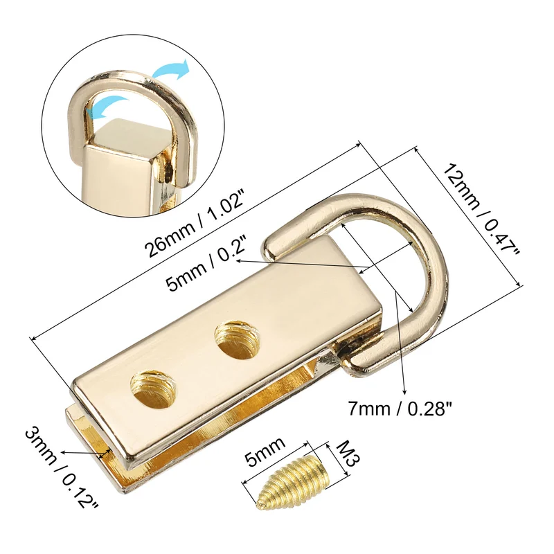 Bag Side Clip Buckle, 12Pcs Handbag Strap Chain Connector (Gold 26mm)