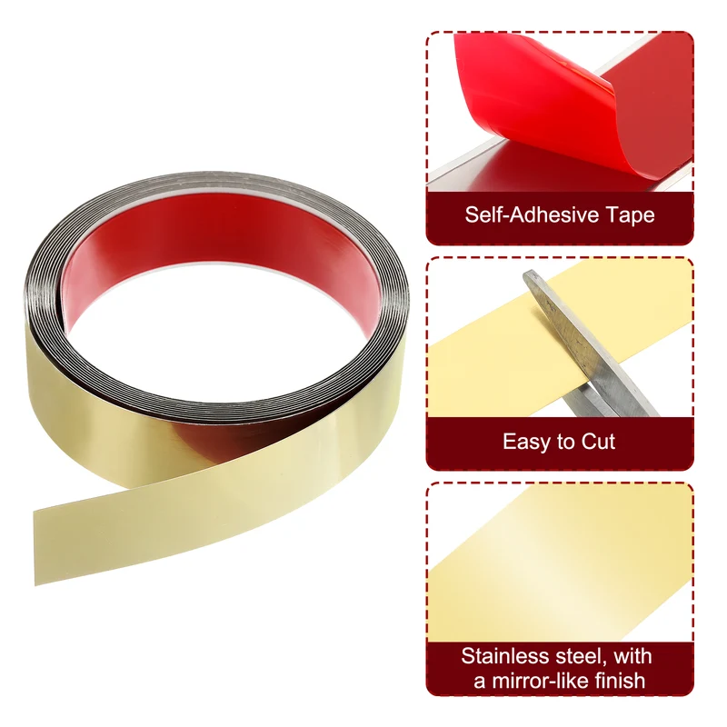 16.4ft x 1.57" Wall Molding Trim, Mirror Finish with Glove and Card, Gold