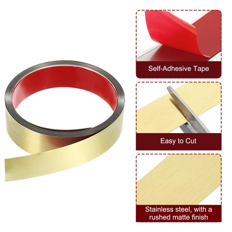 16.4ft x 1.57" Wall Molding Trim, Brushed Finish with Glove and Card, Gold