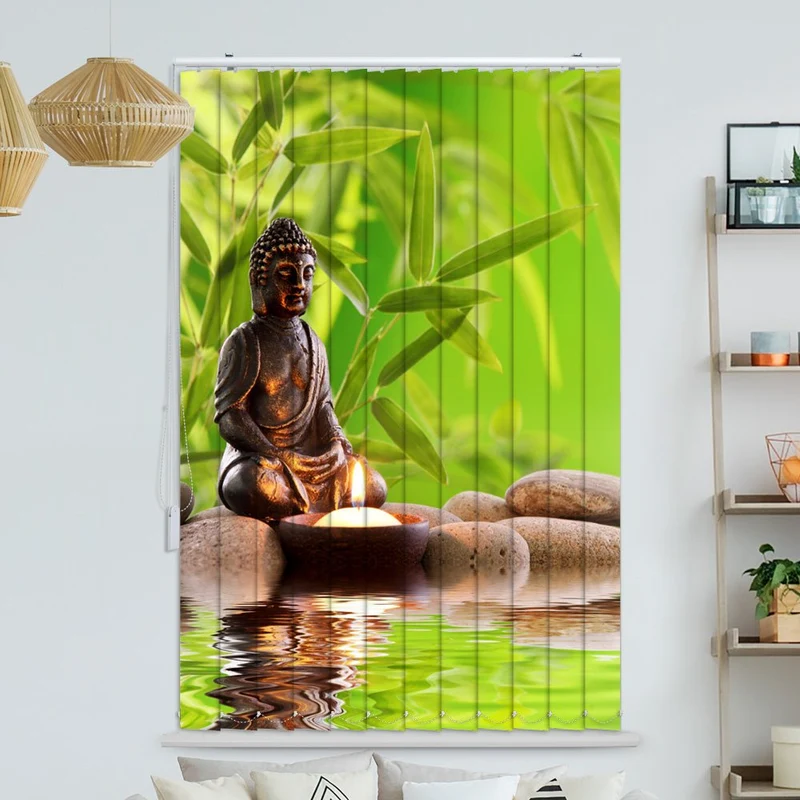 Lamellenvorhang Motiv "Buddha Wasser Kerze"