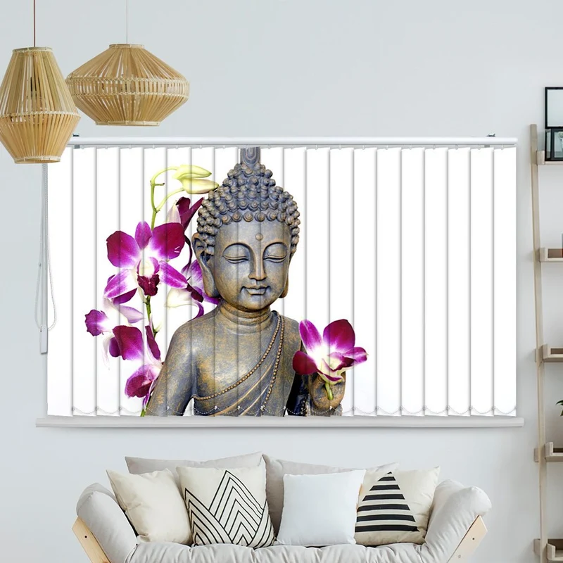 Lamellenvorhang Motiv "Buddha Steine Bambus"