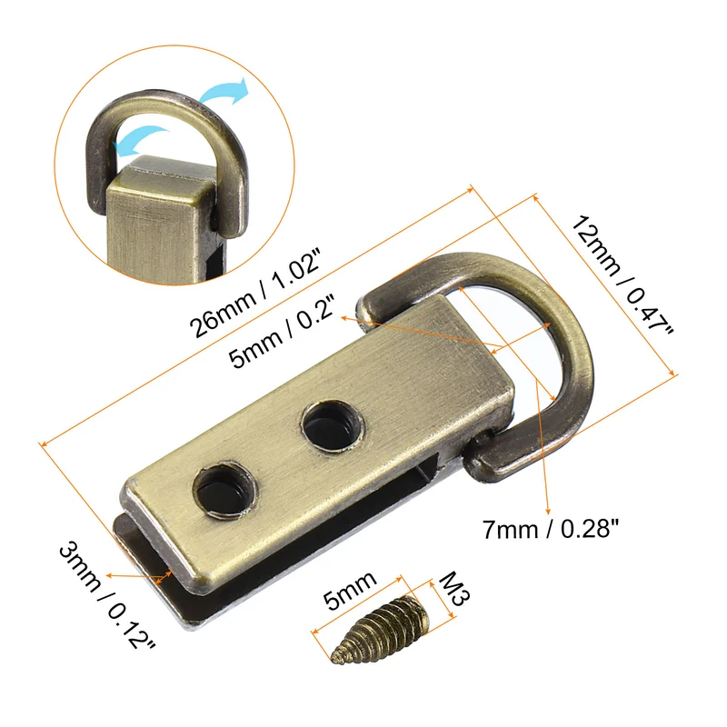 Bag Side Clip Buckle, 20Pcs Handbag Strap Chain Connector (Bronze 26mm)