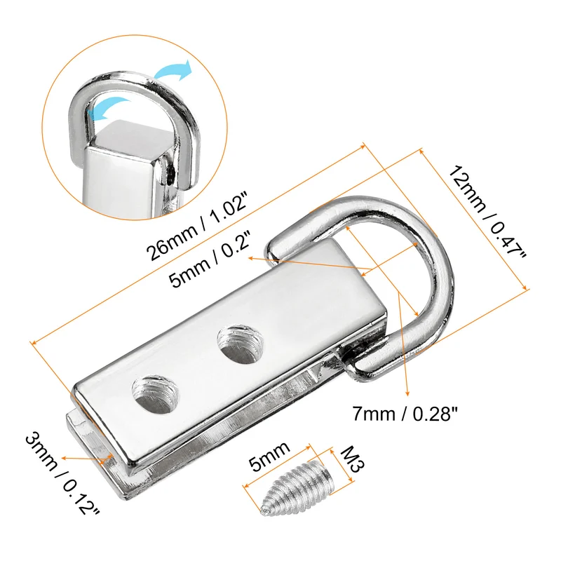 Bag Side Clip Buckle, 20Pcs Handbag Strap Chain Connector (Silver 26mm)