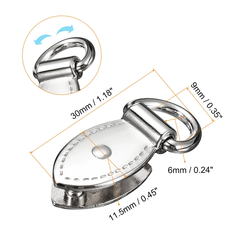 Bag Side Clip Buckle, 10Pcs Purse Strap Chain Connector (Silver 30mm)