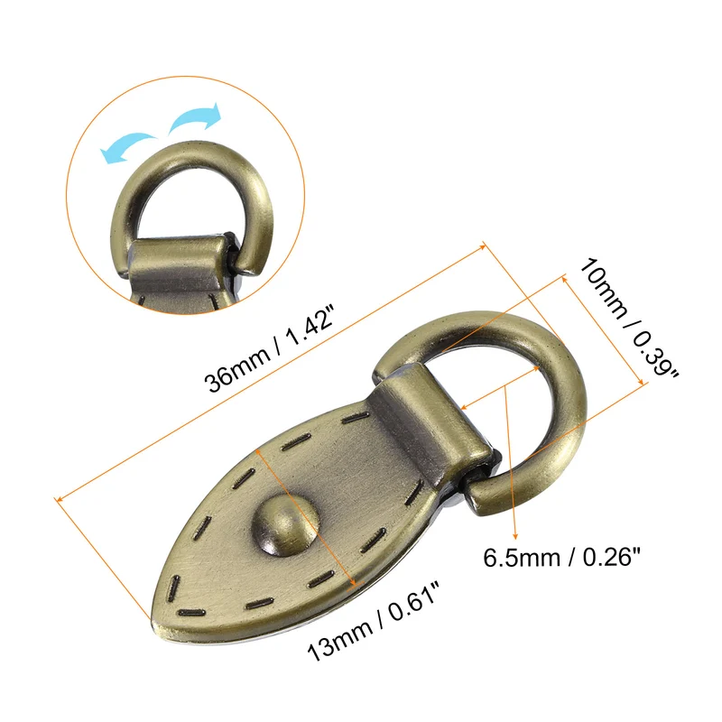 Bag Side Clip Buckle, 10Pcs Purse Strap Chain Connector (Bronze 36mm)