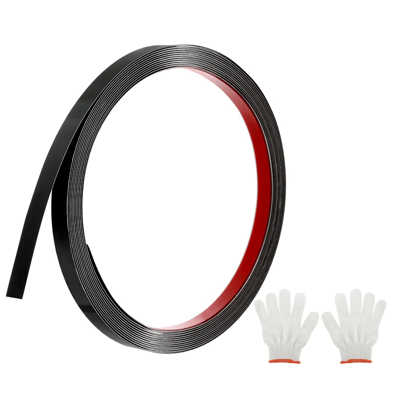16.4ft x 0.39" Wall Molding Trim, Mirror Finish with Glove and Card, Black