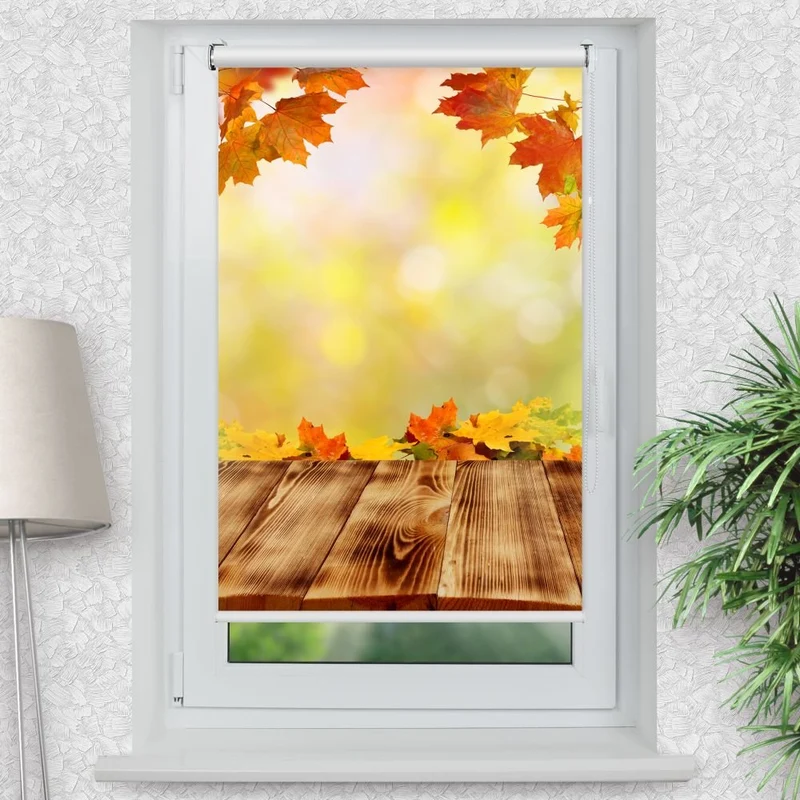 Klemmfix Rollo 'Steg Mit Herbstlaub' | Motiv-Klemmrollo