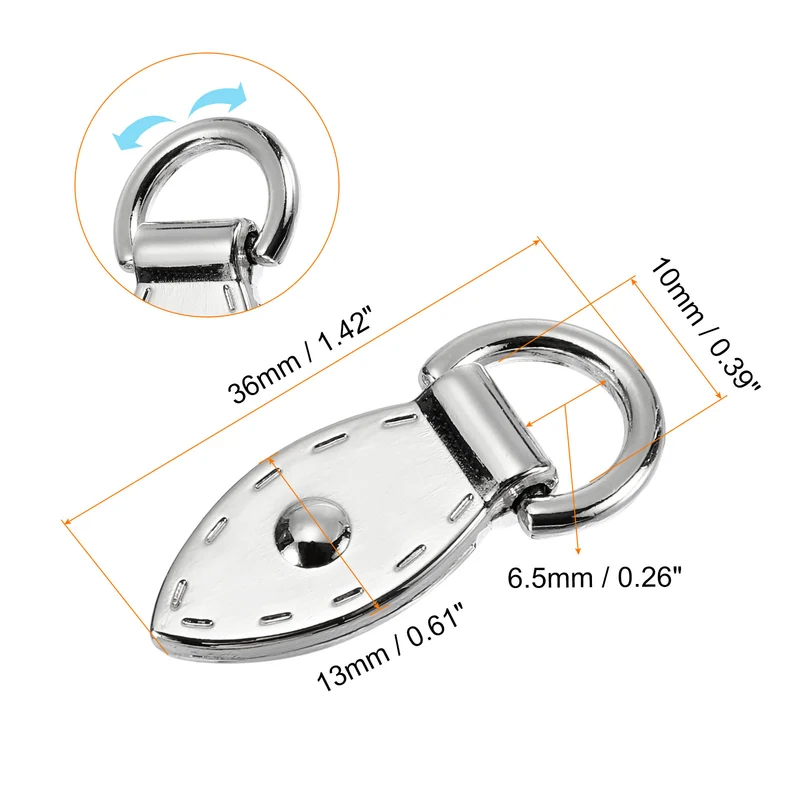 Bag Side Clip Buckle, 10Pcs Purse Strap Chain Connector (Silver 36mm)