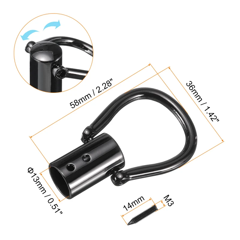 0.51" Cord End Cap Terminator Cord for Tassel Jewelry Making 8Pcs Black