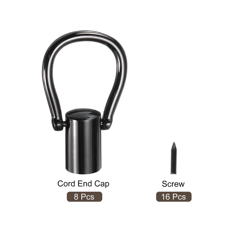 0.51" Cord End Cap Terminator Cord for Tassel Jewelry Making 8Pcs Black