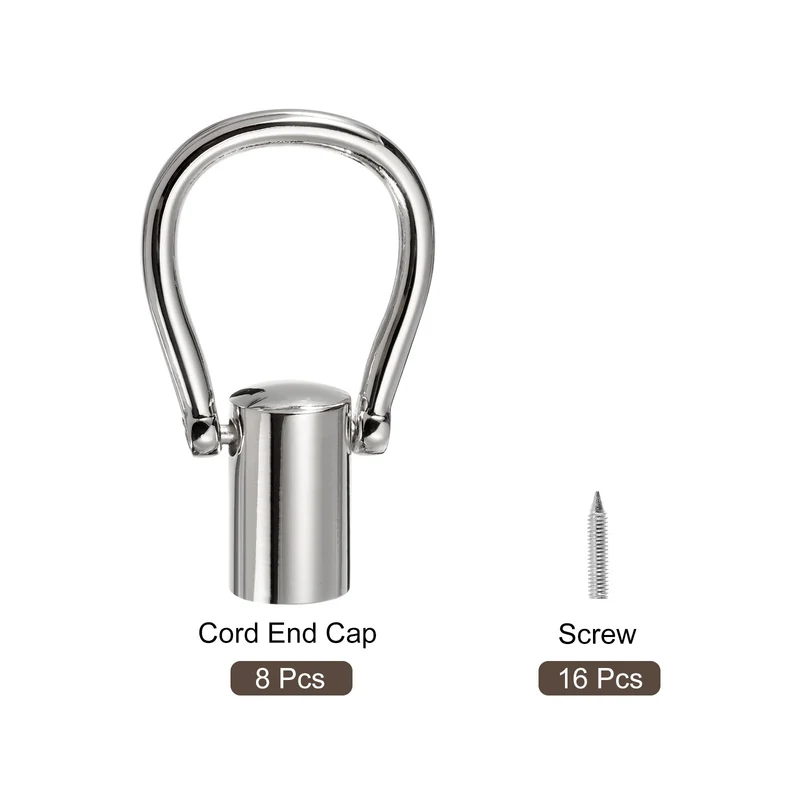 0.51" Cord End Cap Terminator Cord for Tassel Jewelry Making 8Pcs Silver