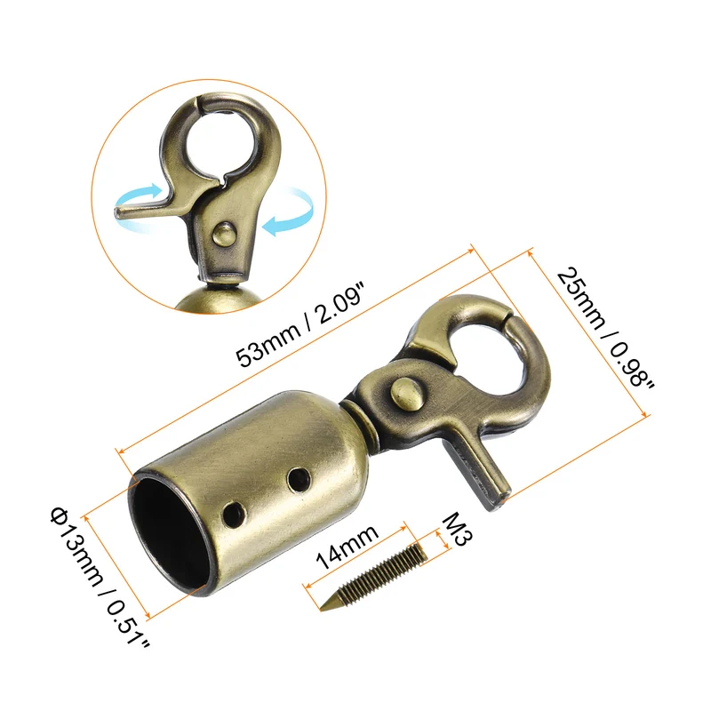 0.51" Cord End Cap Terminator Cord for Tassel Jewelry Making, 8Pcs Bronze