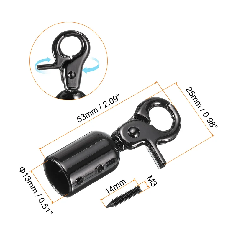0.51" Cord End Cap Terminator Cord for Tassel Jewelry Making, 8Pcs Black